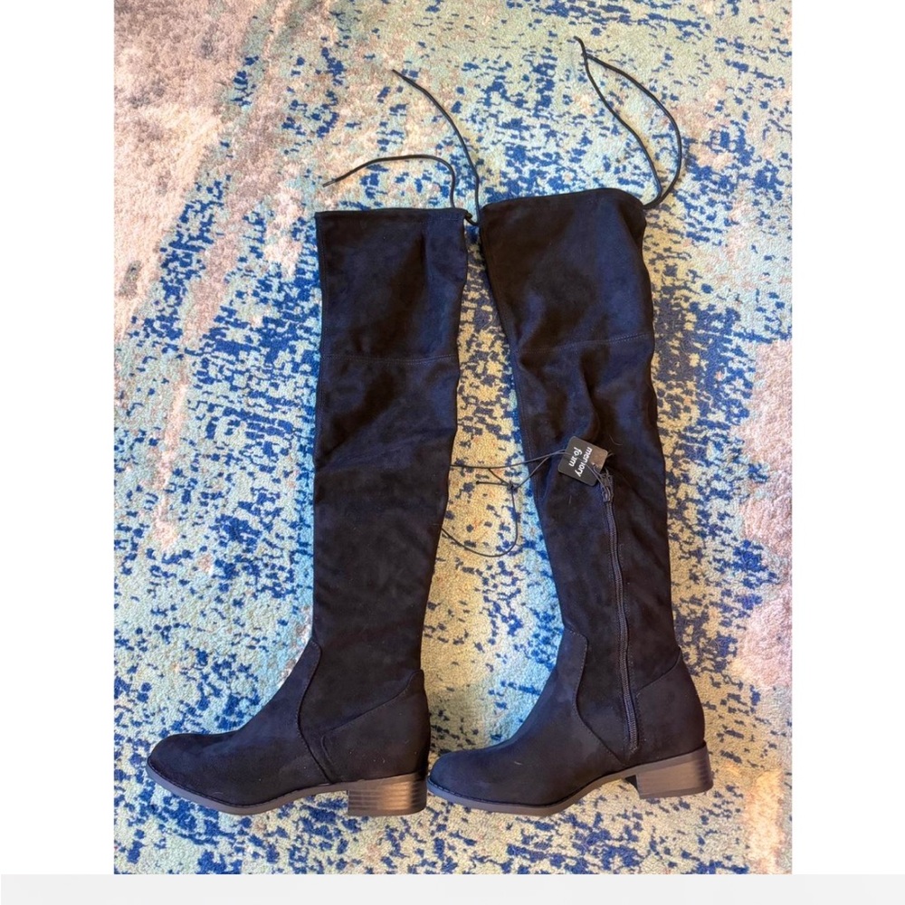 Black Suede Thigh High Boots